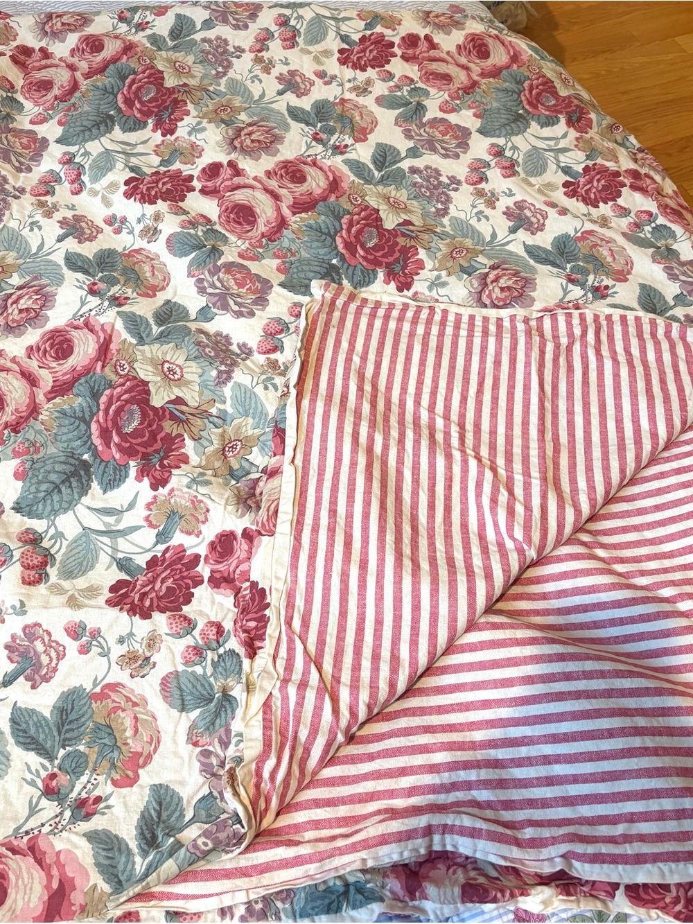 Pottery Barn Elia Floral Reversible Cotton Linen Blend Duvet Cover KING/CAL KING